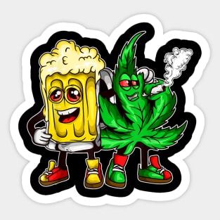 420 Pot Leaf Marijuana Bong Beer Drunk Weed Cannabis Sticker